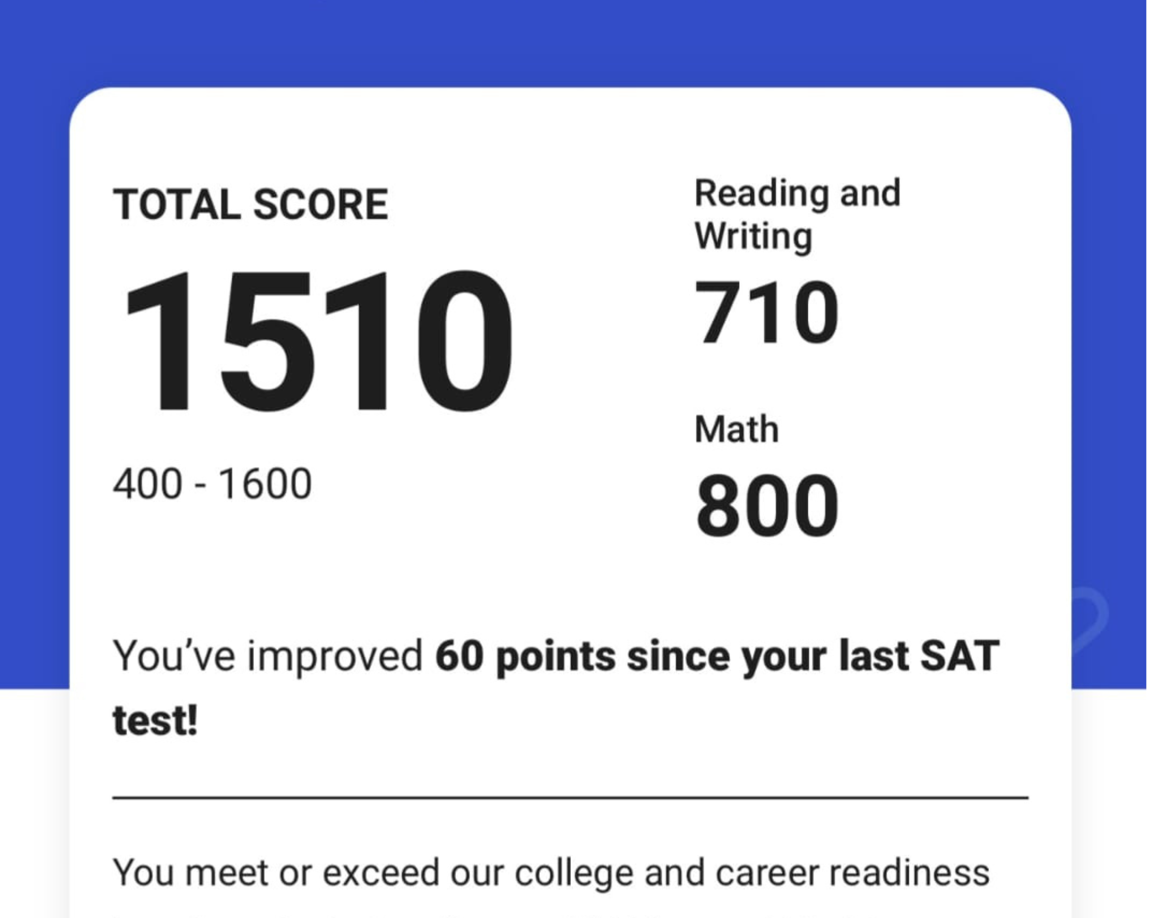 Michael Tran's SAT Score